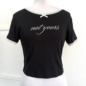 Sweet Society Not Yours Baby Tee Black Lace Coquette Goth Hot Topic Small SM